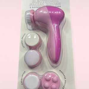 Pink Electronic Facial Brush with 5 Interchangeable Heads - Acne & Blemish Care
